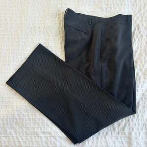 GAP Women’s Classic Fit Pinstripe Trousers 14R Stretch Black Gray P5